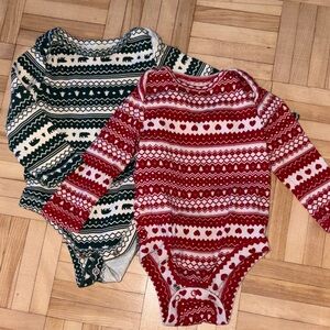 Old Navy Red and Green Patterned Bodysuits